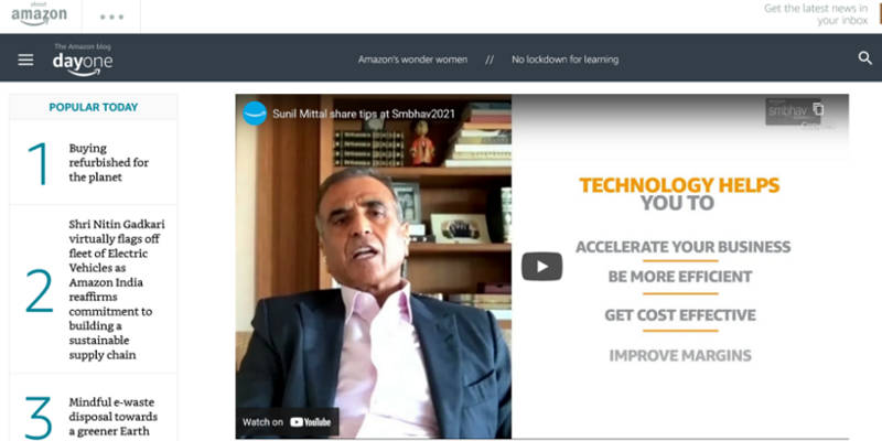 Innovator of
                                        the Year 2021 at the Amazon Smbhav Summit