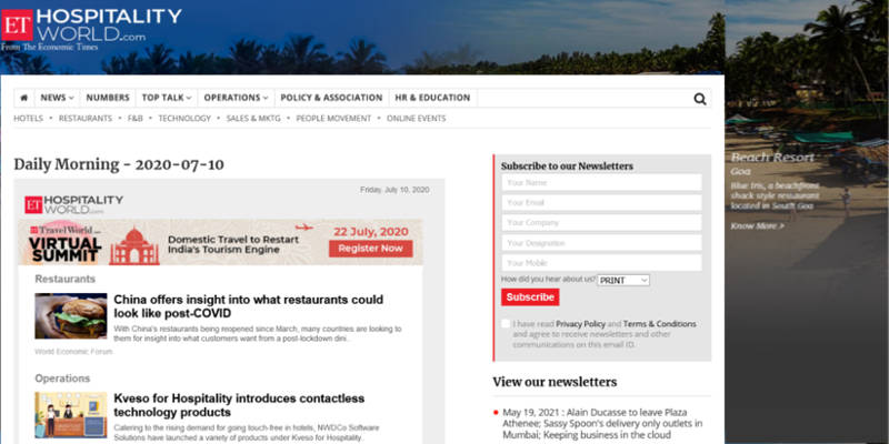 Kveso for Hospitality introduces contactless technology products